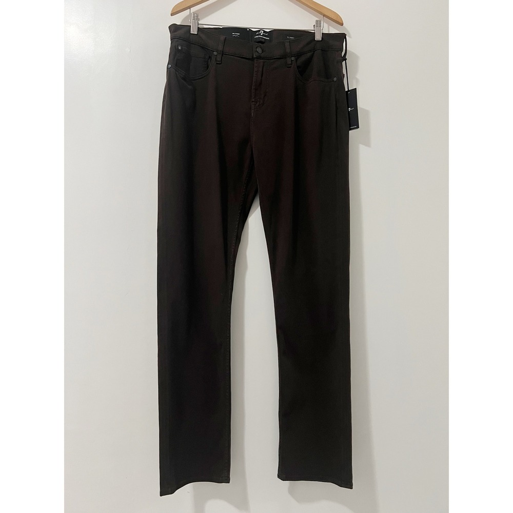 7 For All Mankind Slimmy Slim Straight Luxe Performance Plus Brown Jeans Mens 36
